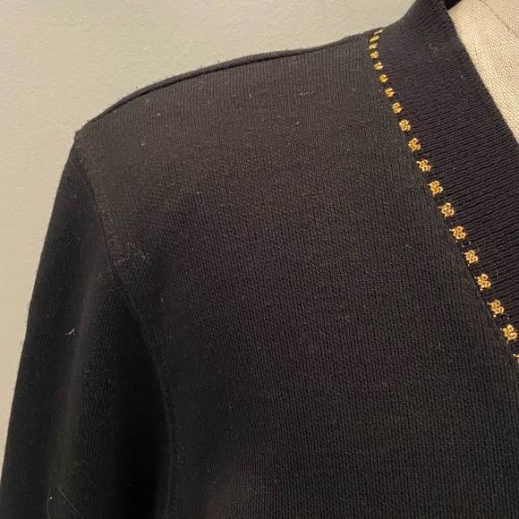 Cathy Daniels Womens Classic  Black Cardigan w Gold Buttons & Detailing / Size S - Picture 3 of 13